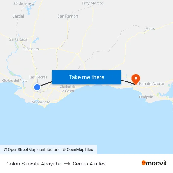 Colon Sureste Abayuba to Cerros Azules map