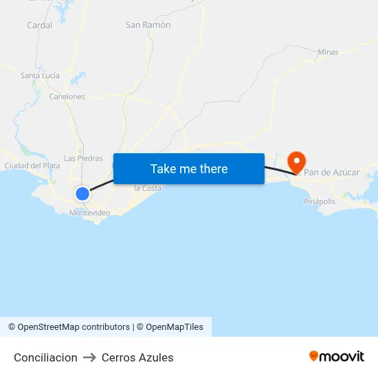 Conciliacion to Cerros Azules map