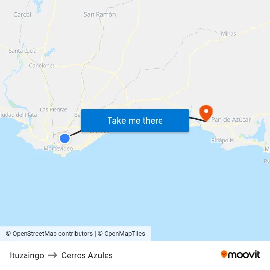 Ituzaingo to Cerros Azules map