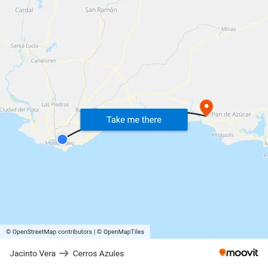 Jacinto Vera to Cerros Azules map