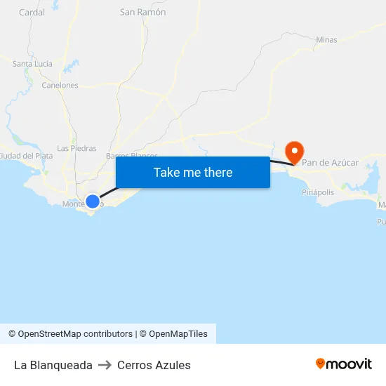 La Blanqueada to Cerros Azules map