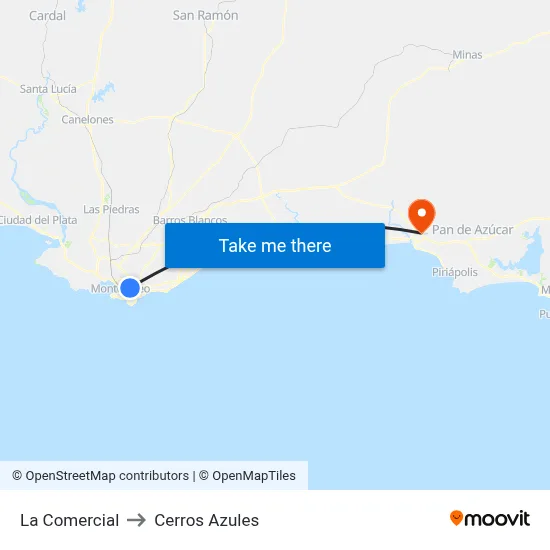 La Comercial to Cerros Azules map