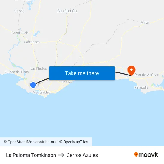 La Paloma Tomkinson to Cerros Azules map