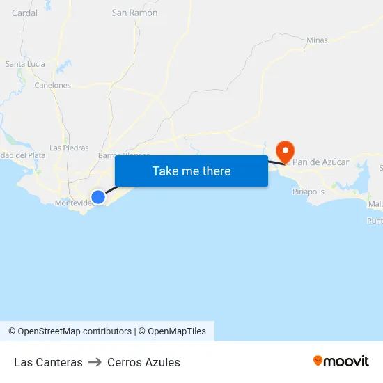 Las Canteras to Cerros Azules map