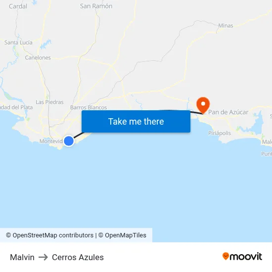Malvin to Cerros Azules map