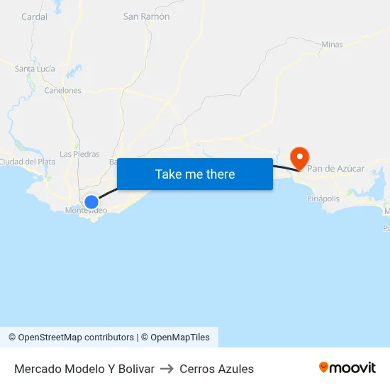 Mercado Modelo Y Bolivar to Cerros Azules map