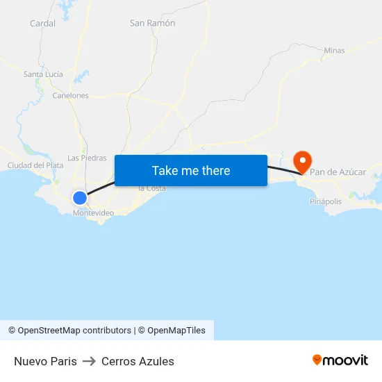 Nuevo Paris to Cerros Azules map