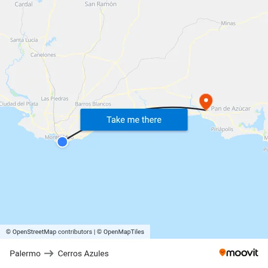 Palermo to Cerros Azules map