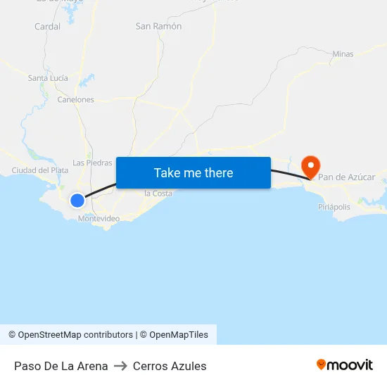 Paso De La Arena to Cerros Azules map