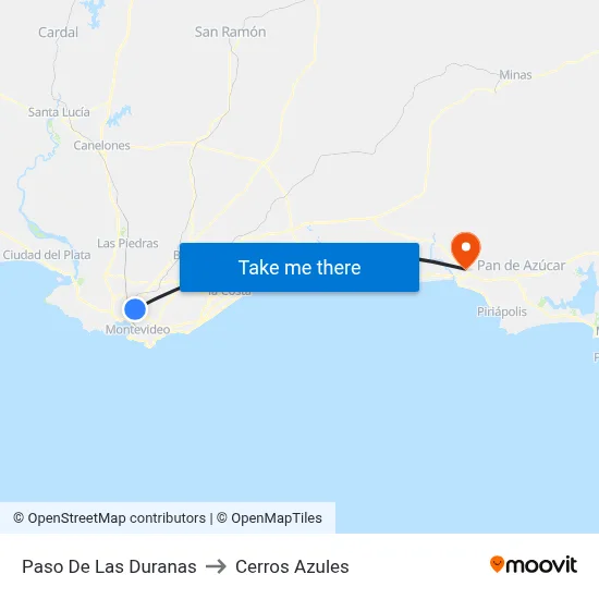 Paso De Las Duranas to Cerros Azules map