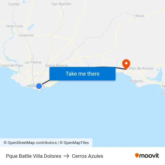 Pque Batlle Villa Dolores to Cerros Azules map