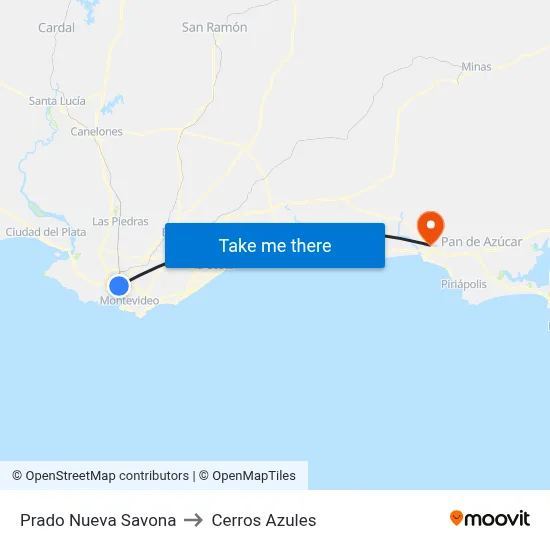 Prado Nueva Savona to Cerros Azules map