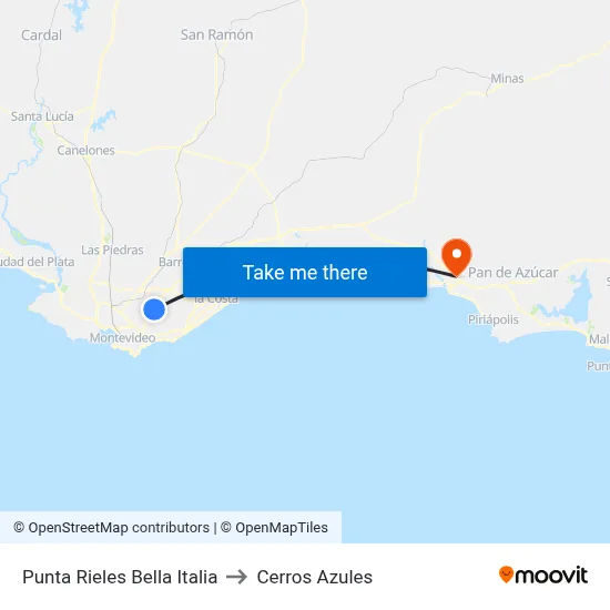 Punta Rieles Bella Italia to Cerros Azules map
