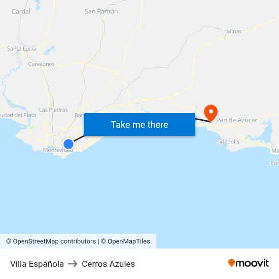 Villa Española to Cerros Azules map