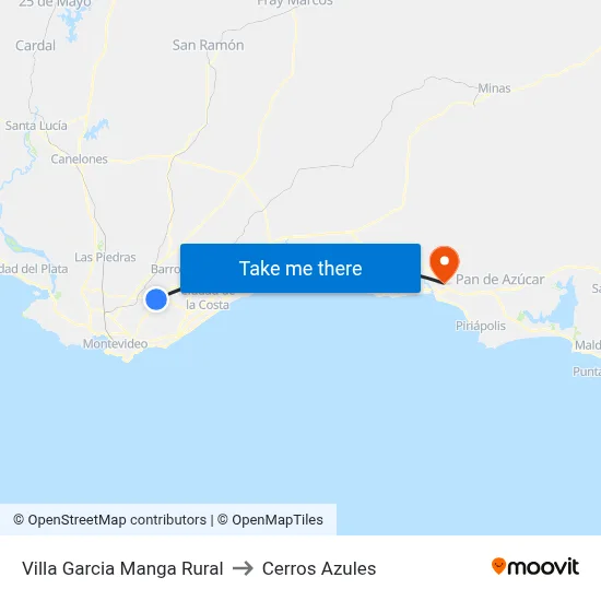 Villa Garcia Manga Rural to Cerros Azules map