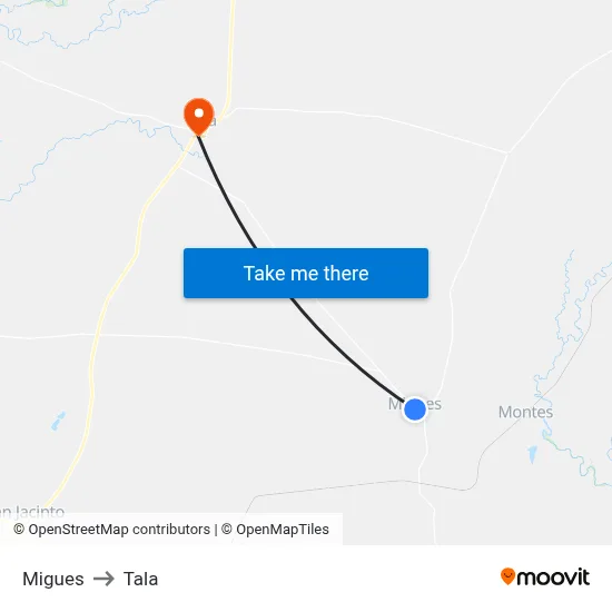 Migues to Tala map