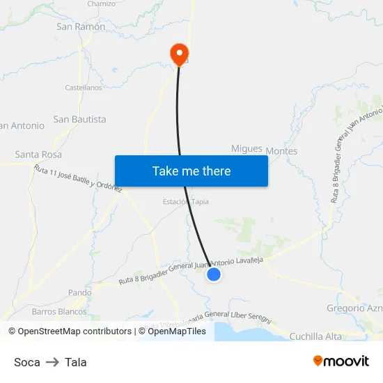 Soca to Tala map