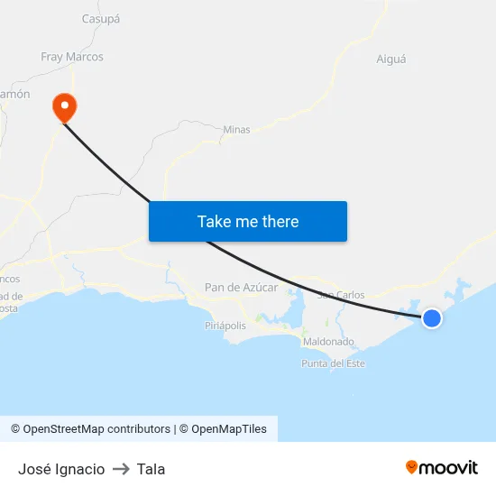 José Ignacio to Tala map
