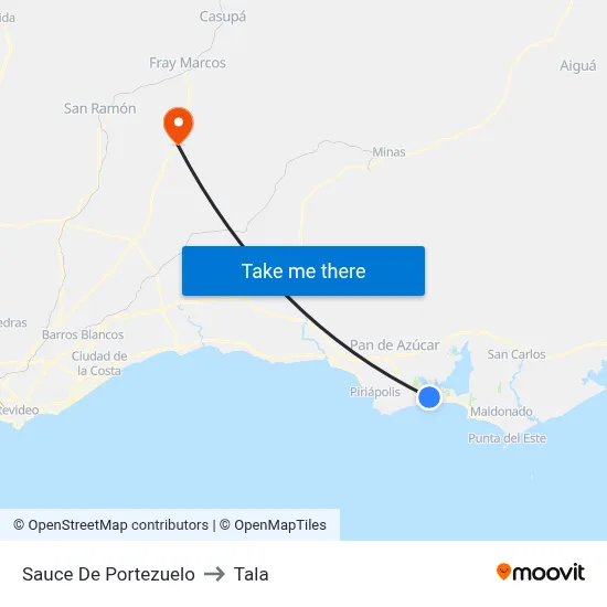 Sauce De Portezuelo to Tala map