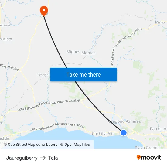 Jaureguiberry to Tala map