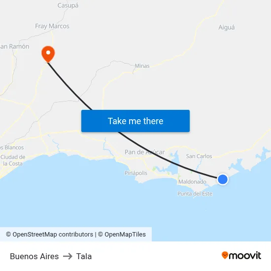 Buenos Aires to Tala map