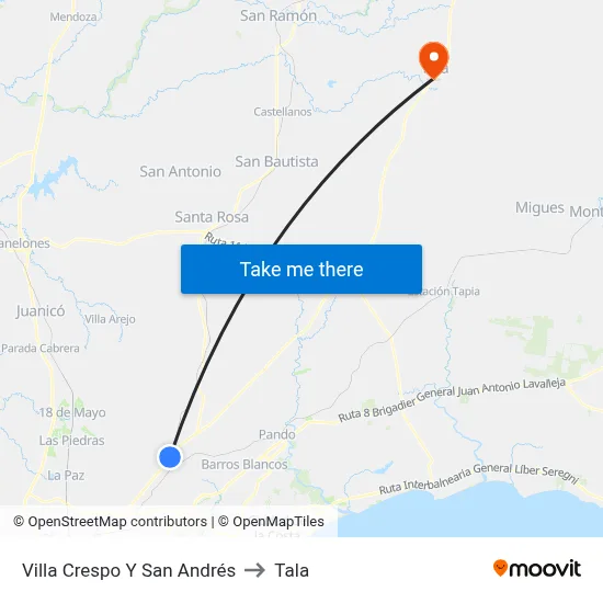 Villa Crespo Y San Andrés to Tala map