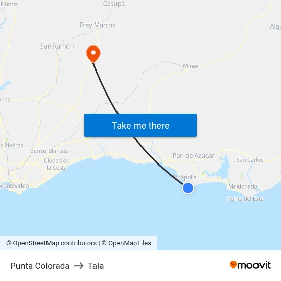 Punta Colorada to Tala map