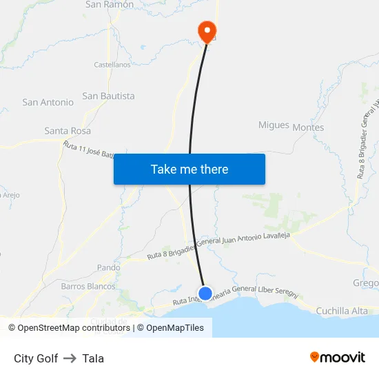 City Golf to Tala map