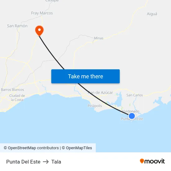 Punta Del Este to Tala map