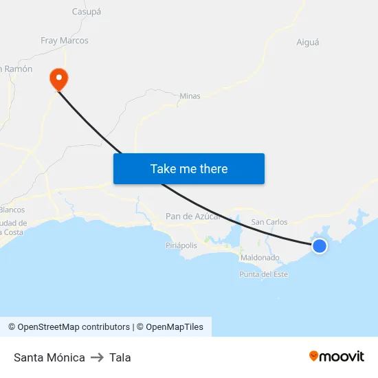 Santa Mónica to Tala map