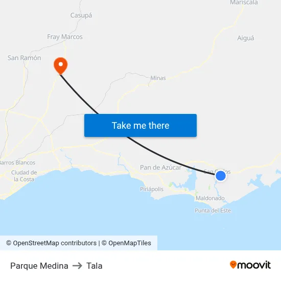 Parque Medina to Tala map