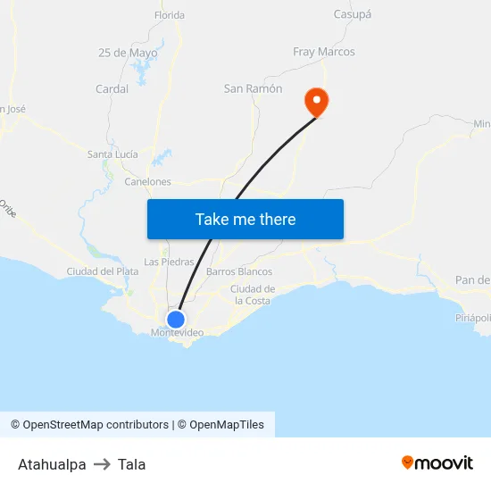 Atahualpa to Tala map