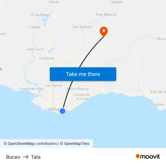 Buceo to Tala map