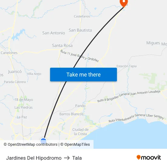 Jardines Del Hipodromo to Tala map