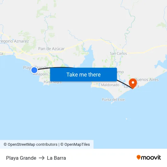 Playa Grande to La Barra map