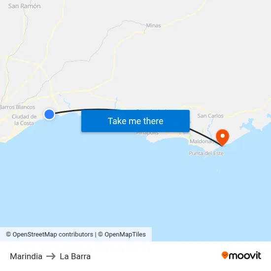 Marindia to La Barra map