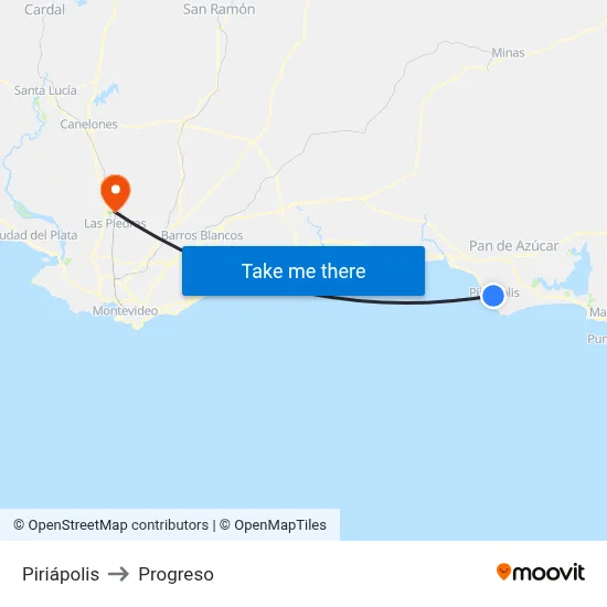 Piriápolis to Progreso map