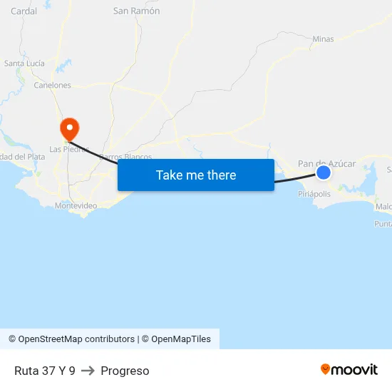 Ruta 37 Y 9 to Progreso map