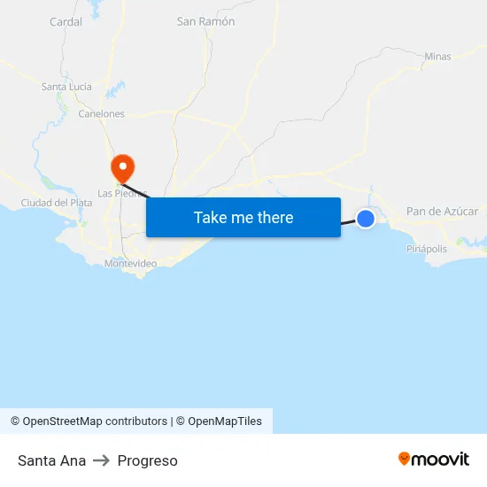 Santa Ana to Progreso map