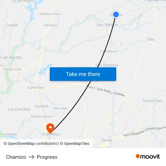 Chamizo to Progreso map