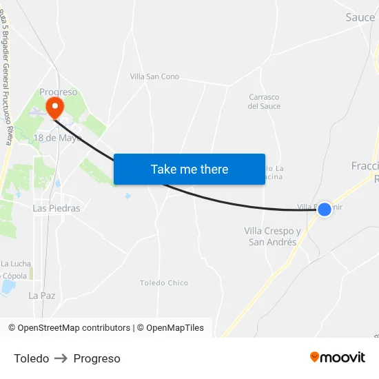 Toledo to Progreso map