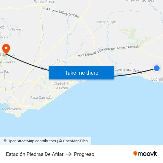 Estación Piedras De Afilar to Progreso map