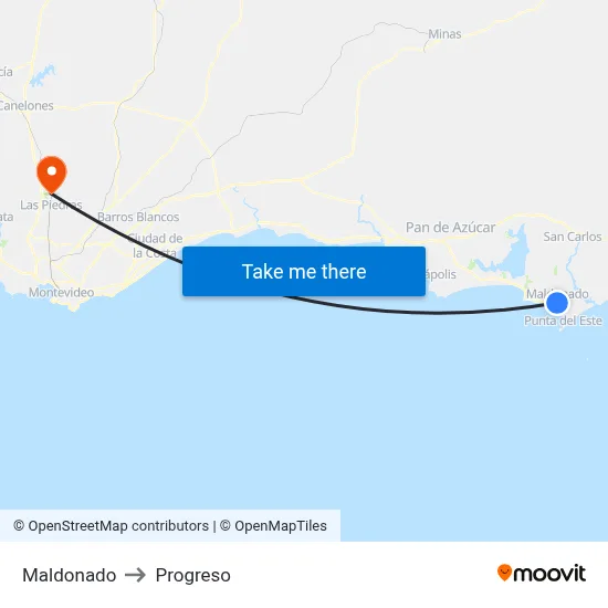Maldonado to Progreso map