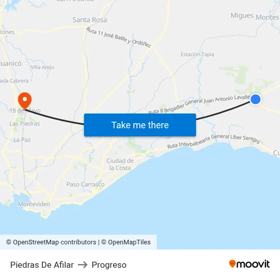Piedras De Afilar to Progreso map
