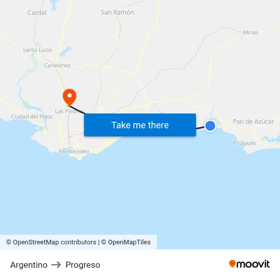 Argentino to Progreso map