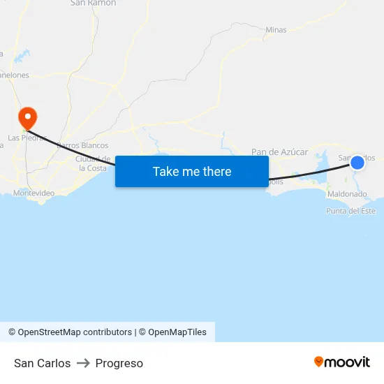 San Carlos to Progreso map