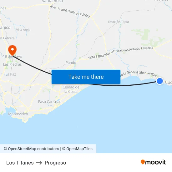 Los Titanes to Progreso map