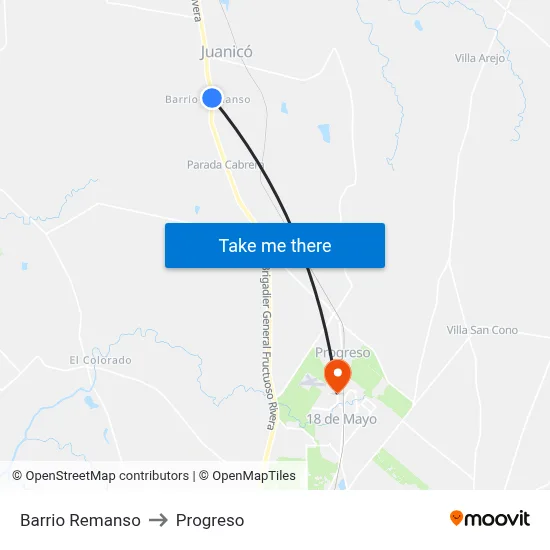 Barrio Remanso to Progreso map