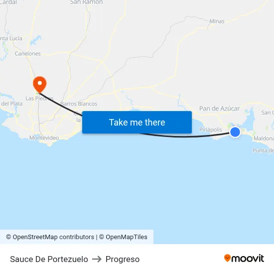 Sauce De Portezuelo to Progreso map