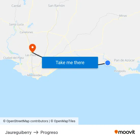 Jaureguiberry to Progreso map